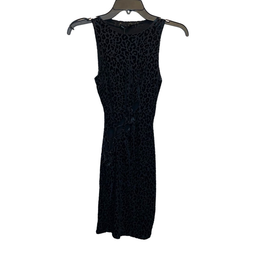 Naked Wardrobe Black Leopard Cut Out Sleeveless Mini Dress Small New - Picture 2 of 7